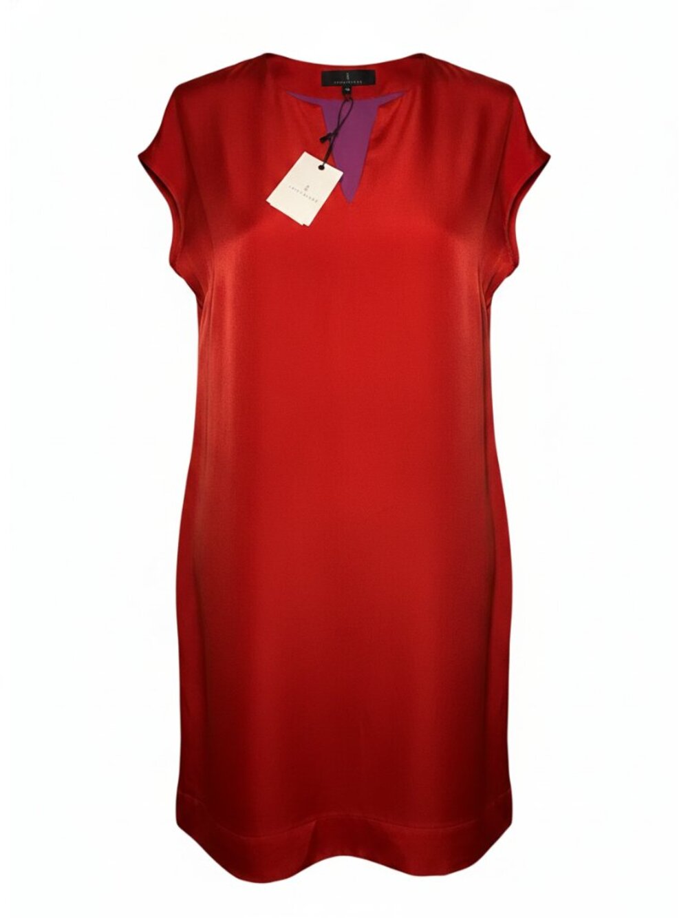 Abbey Glass Vera Red Shift Mini Dress with Purple Lining XS NWT